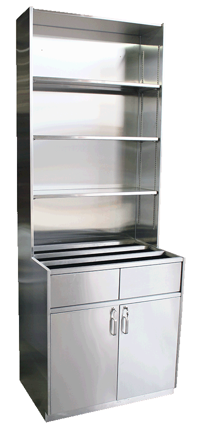 Silver Star Metal Fabricating Inc. - Stainless Steel Restaurant Cabinet With Garbage Chute & Upper Shelves